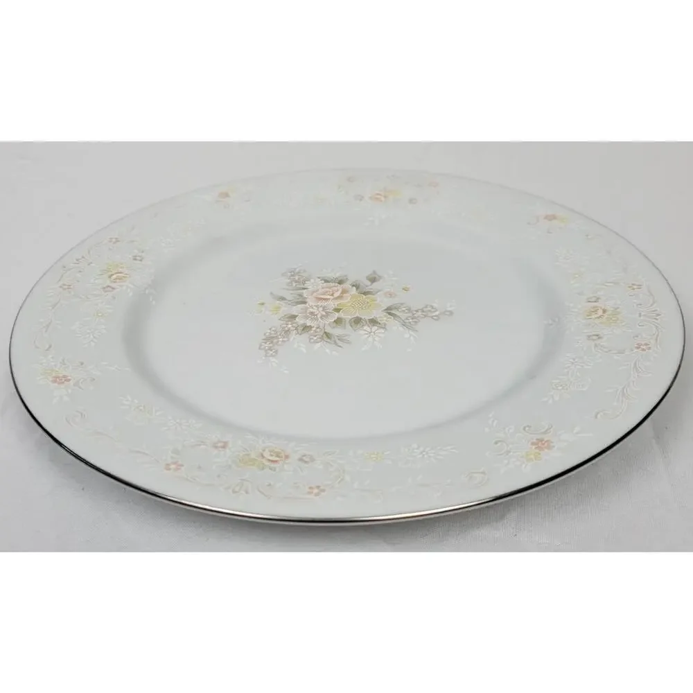 Crescent Fine China Jie Pai Dessert Plate Painted Golden Flowers and Accents